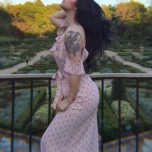 Pink polkadot maxi dress